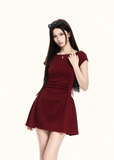 boat neck dress women, mini dress women, a line dress women, korean fashion dress, slim fit dress women, elegant mini dress, structured dress women, summer outfit ideas, work outfit women, chic minimal dress, short sleeve dress women, parisian style dress, casual elegant outfit, everyday dress women, flattering waist dress, modern feminine outfit, clean silhouette dress, office casual dress, simple elegant dress, refined mini dress