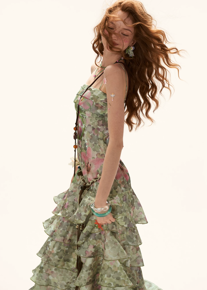 floral maxi dress women, summer 2026 outfits, vacation dress women, flower field outfit, seaside outfit women, casual summer dress, green floral dress, tiered maxi dress, picnic outfit women, brunch outfit women, korean fashion dress, lightweight summer dress, flowy maxi dress, feminine summer outfit, vintage style dress, resort wear dress, aesthetic summer outfit, long summer dress, boho summer dress, elegant vacation dress