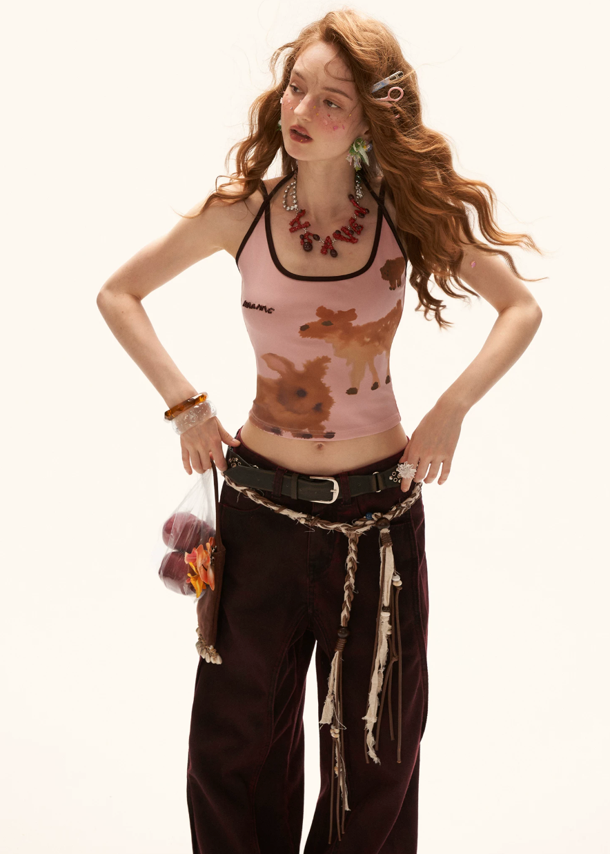 camisole top women, summer 2026 outfits, animal print top, pink camisole women, korean fashion top, summer outfit ideas, casual summer outfits women, picnic outfit women, brunch outfit women, slim fit camisole women, aesthetic outfit women, lightweight summer top, cute summer top, trendy camisole top, vintage style top, fashion summer top, sleeveless top women, statement top women, playful summer outfit, versatile summer top