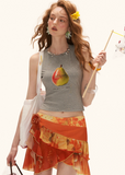 mini skirt women, summer 2026 outfits, vacation outfit women, beach outfit women, flower field outfit, brunch outfit women, orange mini skirt, layered mini skirt, ruffle skirt women, korean fashion skirt, casual summer outfit, aesthetic outfit women, lightweight summer skirt, flowy mini skirt, feminine summer outfit, picnic outfit women, boho summer skirt, stylish mini skirt, trendy summer outfit, playful skirt women