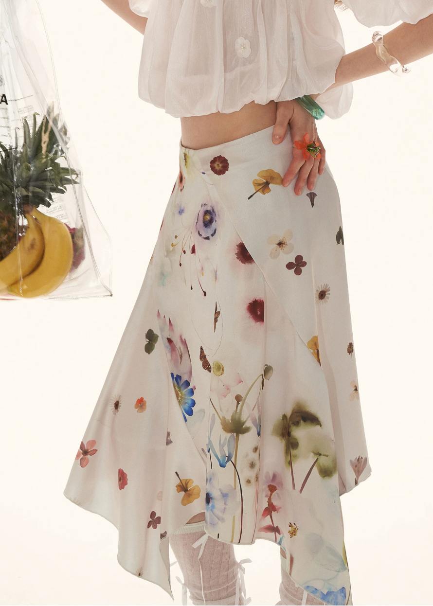 midi skirt women, summer 2026 outfits, floral midi skirt, satin skirt women, vacation outfit women, flower field outfit, brunch outfit women, korean fashion skirt, casual summer outfit, aesthetic outfit women, lightweight summer skirt, flowy midi skirt, feminine summer outfit, picnic outfit women, boho summer skirt, stylish midi skirt, trendy summer outfit, elegant summer skirt, asymmetrical skirt women, versatile summer skirt