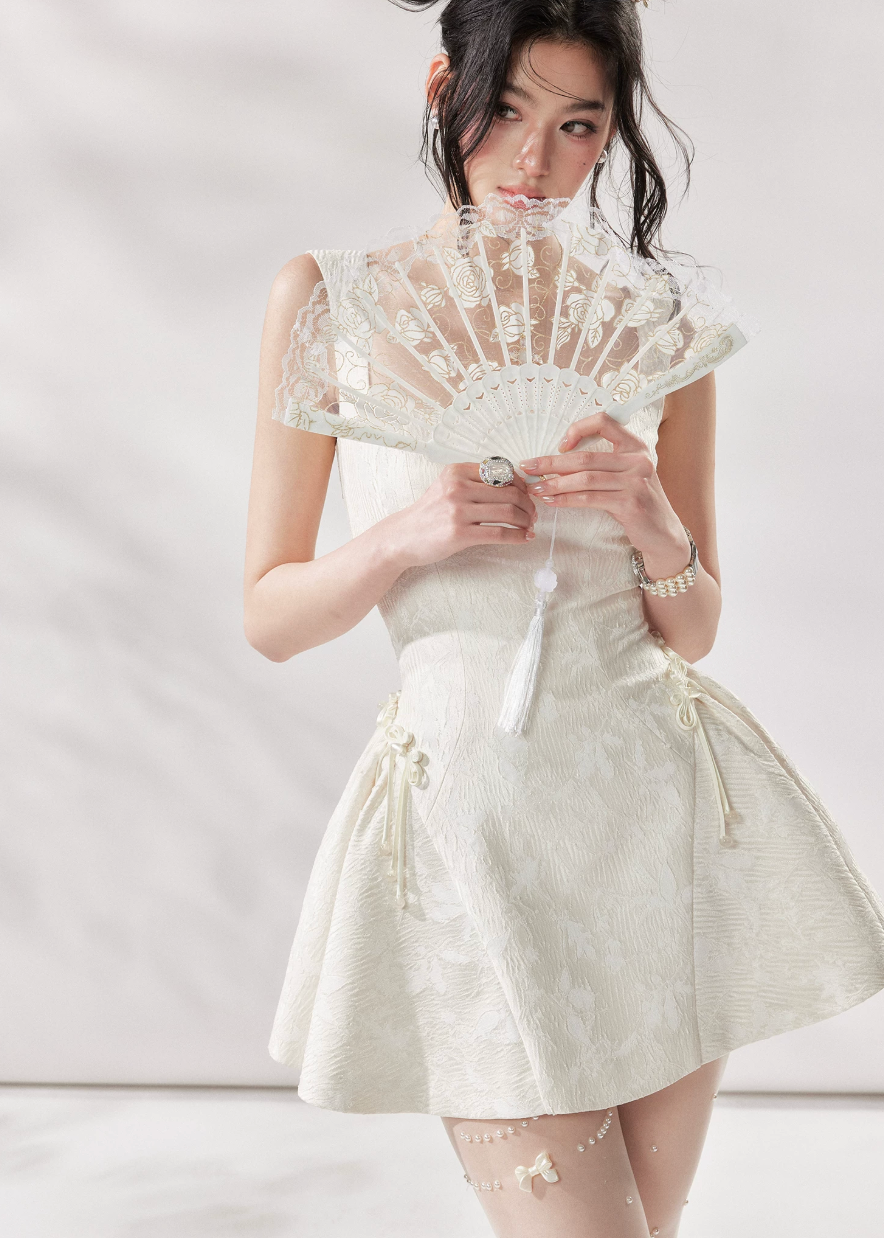 Ivory Square Neck A-Line Dress  nowa
