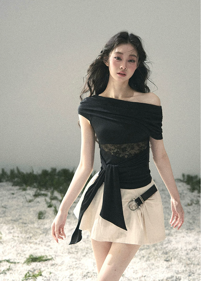 off shoulder lace top, asymmetric summer top, korean fashion blouse, french style lace top, lace cut out top women, slim fit summer blouse, romantic summer top, vacation outfit women, white off shoulder top, black off shoulder top, feminine summer outfit, elegant casual top