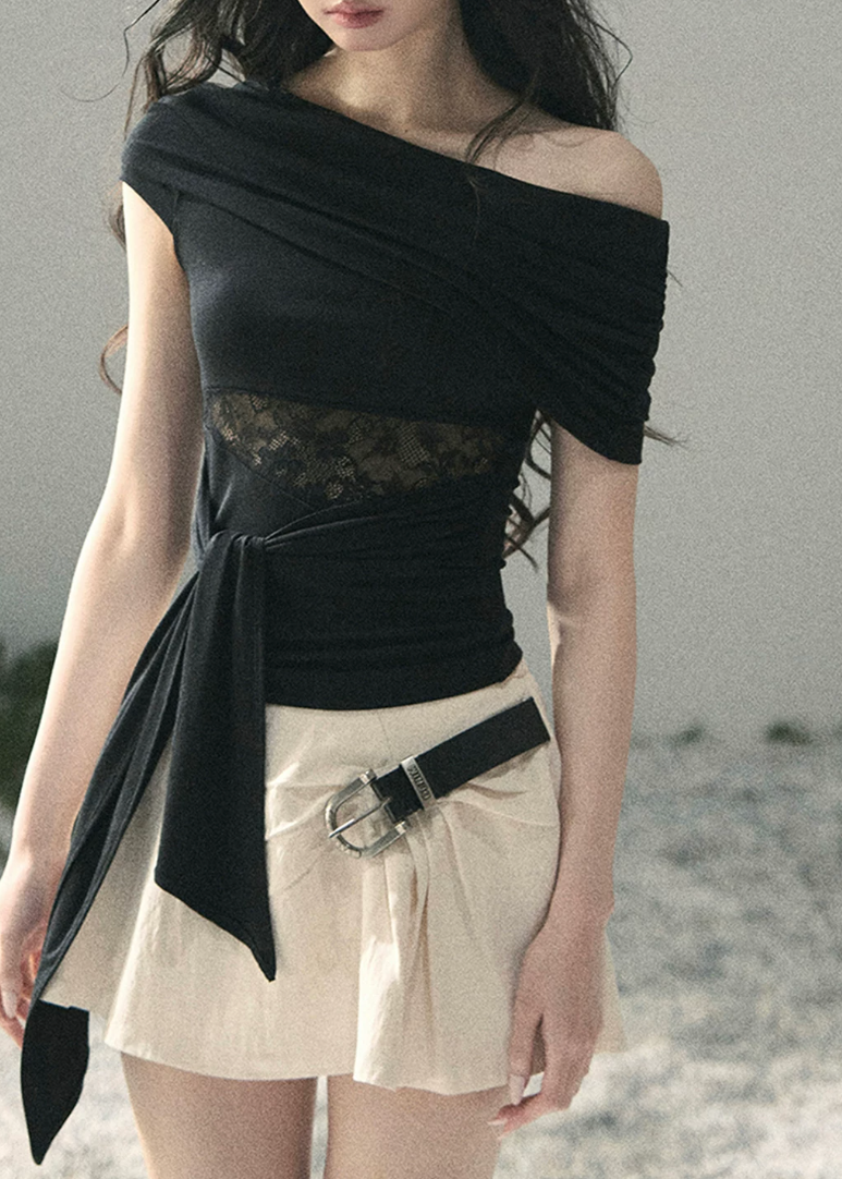 off shoulder lace top, asymmetric summer top, korean fashion blouse, french style lace top, lace cut out top women, slim fit summer blouse, romantic summer top, vacation outfit women, white off shoulder top, black off shoulder top, feminine summer outfit, elegant casual top