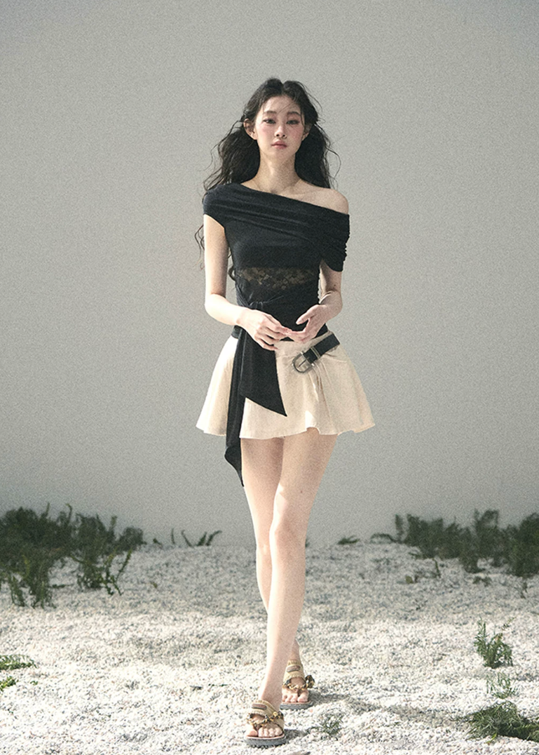 off shoulder lace top, asymmetric summer top, korean fashion blouse, french style lace top, lace cut out top women, slim fit summer blouse, romantic summer top, vacation outfit women, white off shoulder top, black off shoulder top, feminine summer outfit, elegant casual top