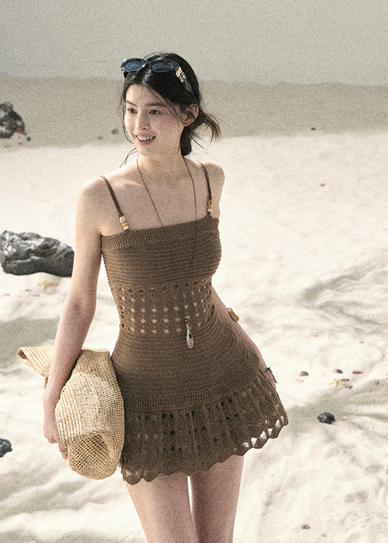 aomalm top, openwork knit top, feminine korean top, knit camisole top, suspender knit top, summer waist top, french style knit top, romantic summer top, slim fit knit blouse, lightweight summer knit, soft girl summer top, korean fashion top