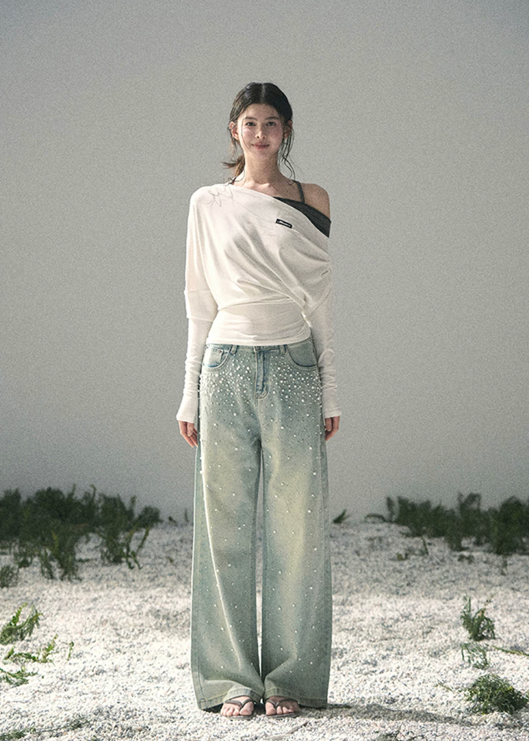 aomalm top, off shoulder knit top, korean fashion top, layered halter top, long sleeve summer top, waist cinching top, feminine korean blouse, soft drape top, elegant casual top, spring knit top, slim fit long sleeve top, romantic korean outfit