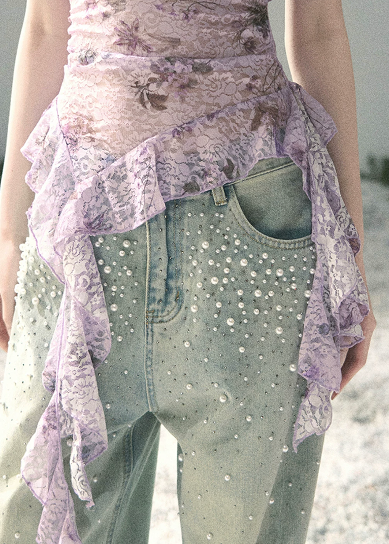 aomalm top, lace halter top, floral lace summer top, feminine korean top, purple lace blouse, asymmetric halter top, romantic summer top, sheer lace top women, french inspired top, slim fit summer blouse, elegant going out top, korean fashion top