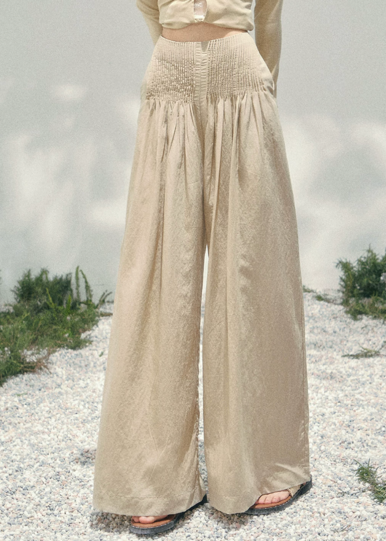 aomalm set, tencel two piece set, khaki summer set, korean fashion set, wide leg pants set, sleeveless top and pants set, feminine korean outfit, relaxed summer co ord, vacation outfit women, soft drape set, minimalist summer outfit, elegant casual set women