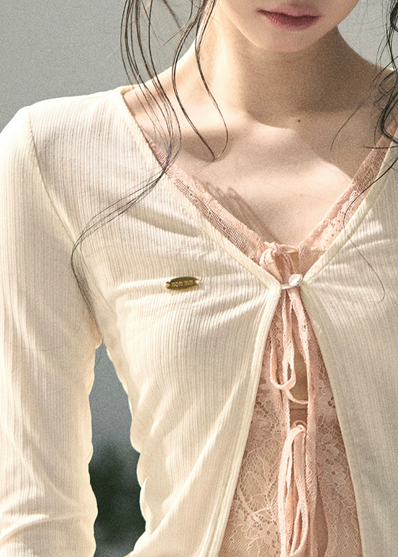 aomalm top, fake two piece top, lace layered top, korean fashion top, feminine spring top, cropped lace top, lyocell top women, romantic korean blouse, cut out layered top, long sleeve summer top, pretty everyday top, soft girl outfit top
