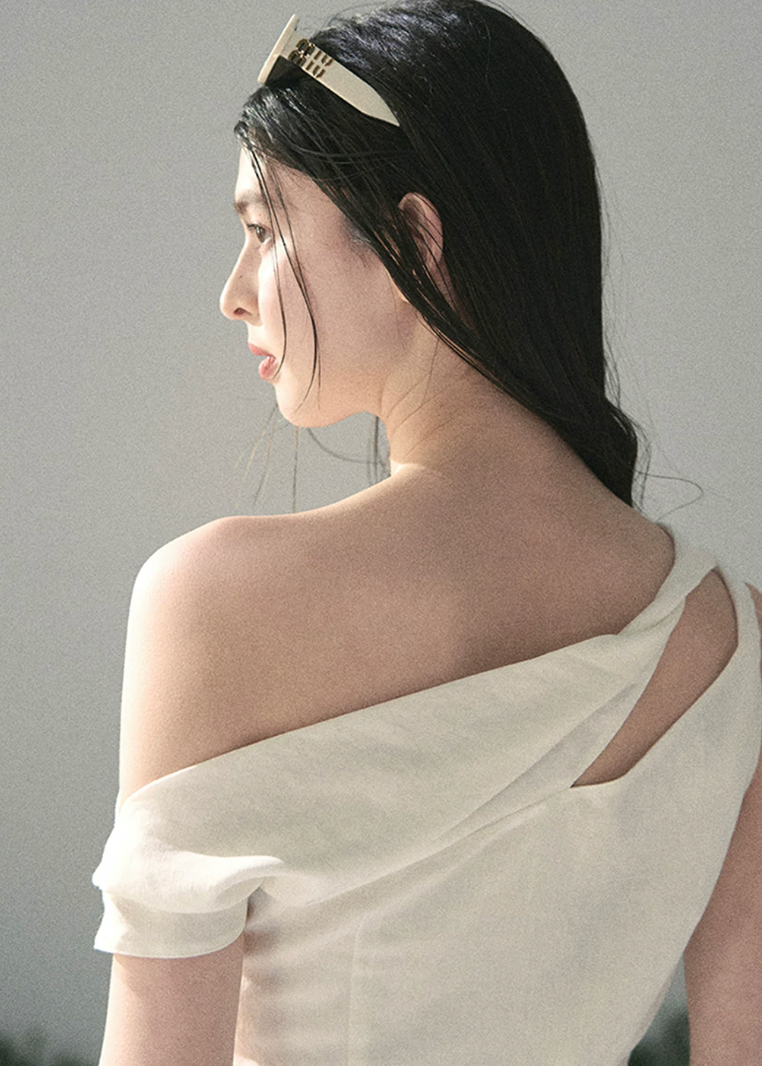 aomalm set, white two piece set, minimalist summer set, korean fashion set, asymmetric top set, wide leg trouser set, lyocell linen set, feminine korean outfit, white co ord set, elegant summer outfit, vacation set women, draped top and pants set