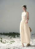 aomalm set, ivory two piece set, cotton linen skirt set, korean fashion set, sleeveless top and skirt set, feminine summer outfit, minimalist summer set, long skirt co ord, elegant summer set women, korean style two piece, vacation outfit women, soft ivory skirt set