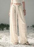aomalm pants, openwork wide leg pants, ivory crochet pants, korean fashion pants, feminine summer trousers, hollow lace pants women, loose straight pants, vacation pants women, beach cover up pants, romantic summer outfit, soft girl summer pants, breathable wide leg trousers