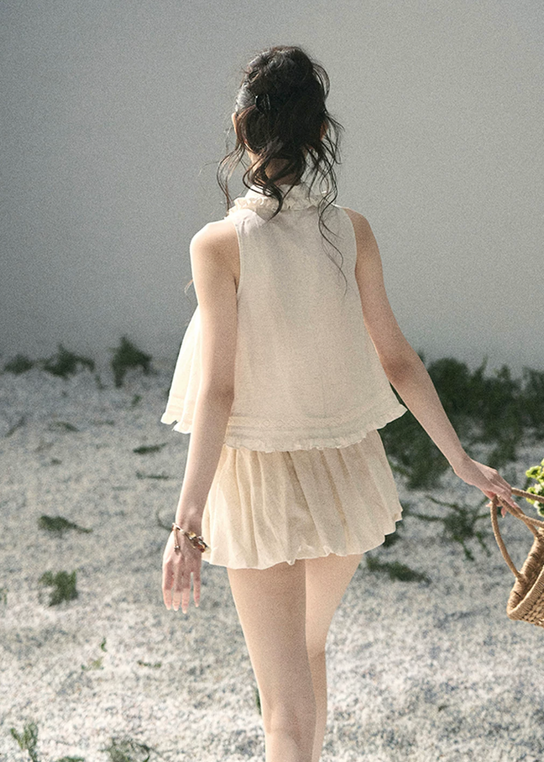 aomalm set, lace top set, ivory summer set, korean fashion set, feminine two piece set, romantic lace blouse, early summer outfit women, soft girl set, ivory skirt set, ivory pants set, elegant summer co ord, korean feminine outfit