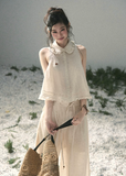 aomalm set, lace top set, ivory summer set, korean fashion set, feminine two piece set, romantic lace blouse, early summer outfit women, soft girl set, ivory skirt set, ivory pants set, elegant summer co ord, korean feminine outfit