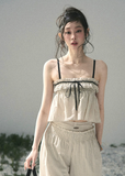 aomalm set, cotton two piece set, striped summer set, korean fashion set, camisole and pants set, wide leg pants set women, ivory summer co ord, feminine korean outfit, vacation outfit women, breathable cotton set, relaxed summer outfit, soft girl summer set