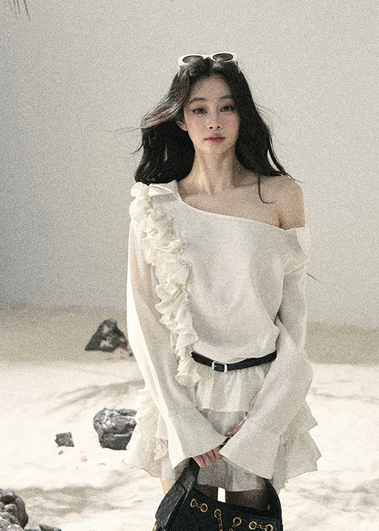 aomalm dress, off shoulder mini dress, french ruffle dress, cake dress women, korean feminine dress, ivory summer dress, romantic mini dress, tiered ruffle dress, soft girl summer dress, vacation dress women, elegant off shoulder dress, short summer dress