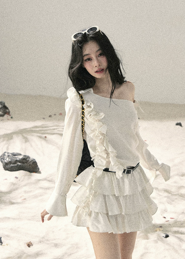 aomalm dress, off shoulder mini dress, french ruffle dress, cake dress women, korean feminine dress, ivory summer dress, romantic mini dress, tiered ruffle dress, soft girl summer dress, vacation dress women, elegant off shoulder dress, short summer dress