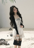 aomalm dress, white lace mini dress, korean feminine dress, french style mini dress, ribbon trim dress, lace hem dress, romantic summer dress, body skimming mini dress, cute white dress women, elegant summer mini dress, date night dress, korean summer outfit