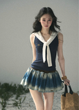 aomalm skirt, denim mini skirt, gradient denim skirt, puffy mini skirt, korean fashion skirt, a line denim skirt, smocked waist skirt, summer denim skirt, feminine korean outfit, blue mini skirt women, casual summer skirt, cute denim skirt