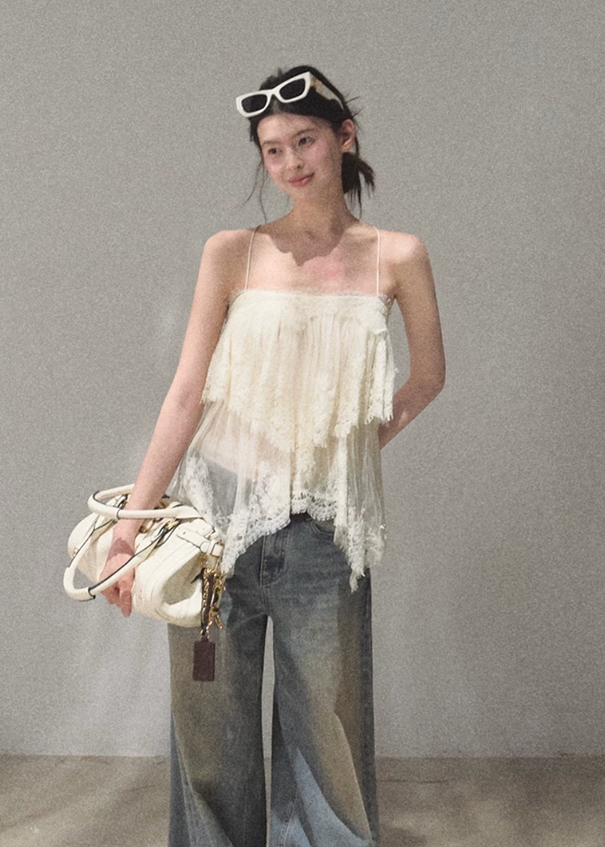 oakmoo dress, lace tiered dress, backless spaghetti strap dress, seaside vacation dress, lace maxi dress, korean fashion dress, romantic summer dress, ivory lace dress, brown lace dress, resort dress women, summer vacation outfit, layered lace dress, cake dress women, feminine summer dress
