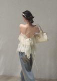 oakmoo dress, lace tiered dress, backless spaghetti strap dress, seaside vacation dress, lace maxi dress, korean fashion dress, romantic summer dress, ivory lace dress, brown lace dress, resort dress women, summer vacation outfit, layered lace dress, cake dress women, feminine summer dress