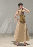 oakmoo dress, ivory halter dress, lyocell cotton dress, korean minimal dress, sleeveless summer dress, waist cinching dress, backless summer dress, quiet luxury dress, short halter dress, long halter dress, minimalist korean outfit, refined summer dress