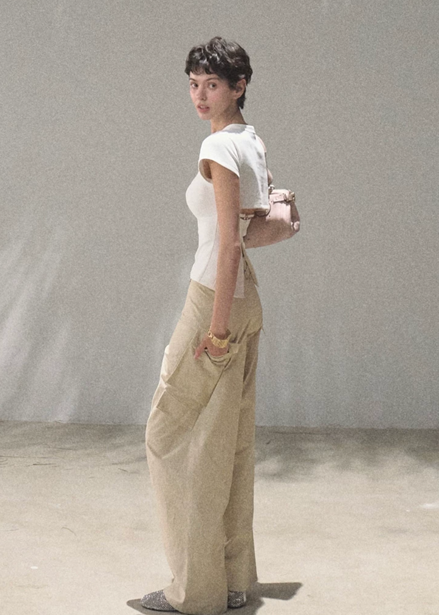 oakmoo top, white slim t-shirt, antibacterial cotton top, korean minimal fashion, short sleeve summer top, waist cinching t-shirt, slim fit white tee, quiet luxury basic top, everyday summer top, korean casual outfit, cotton blend t-shirt women, minimalist white top