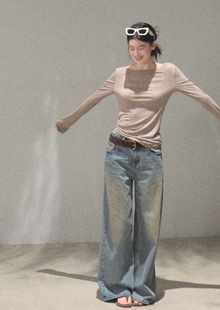 oakmoo top, lyocell linen top, slim fit long sleeve top, summer sun protection top, lightweight summer top, sheer long sleeve tee, korean minimal top, breathable slim top women, elegant casual summer top, white fitted long sleeve top, refined basic top, airy summer layering top