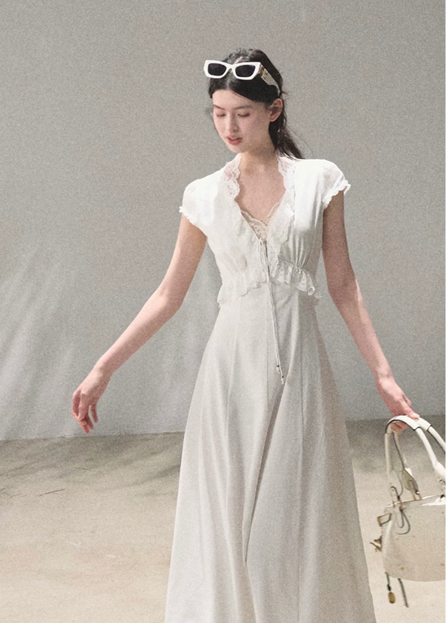 oakmoo dress, lace-up summer dress, resort dress women, lyocell linen dress, feminine summer dress, korean minimal dress, romantic vacation dress, elegant maxi dress, elegant mini dress, waist defined dress, soft summer dress, paris inspired dress