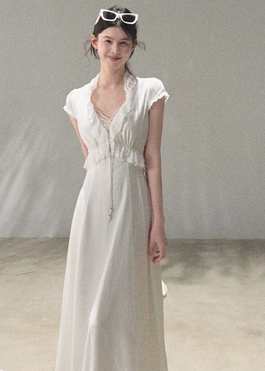 oakmoo dress, lace-up summer dress, resort dress women, lyocell linen dress, feminine summer dress, korean minimal dress, romantic vacation dress, elegant maxi dress, elegant mini dress, waist defined dress, soft summer dress, paris inspired dress