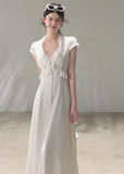 oakmoo dress, lace-up summer dress, resort dress women, lyocell linen dress, feminine summer dress, korean minimal dress, romantic vacation dress, elegant maxi dress, elegant mini dress, waist defined dress, soft summer dress, paris inspired dress