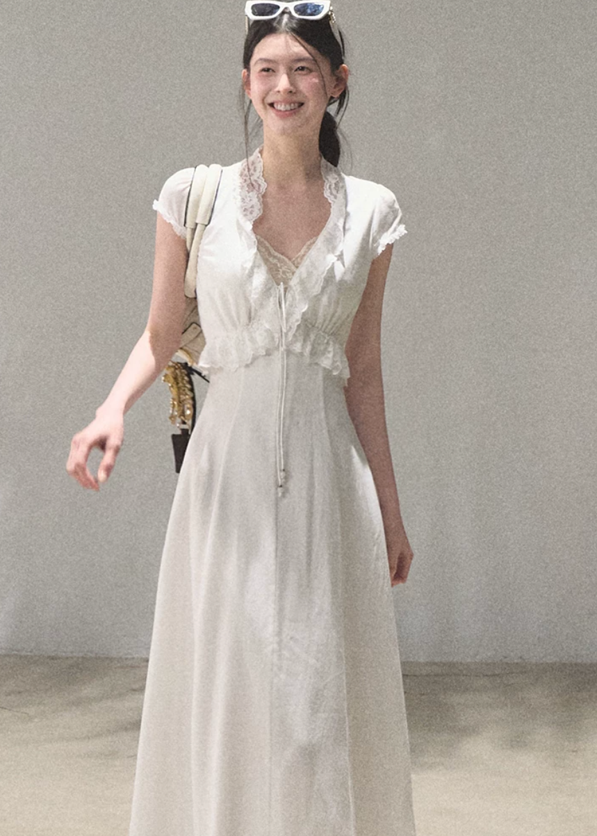 oakmoo dress, lace-up summer dress, resort dress women, lyocell linen dress, feminine summer dress, korean minimal dress, romantic vacation dress, elegant maxi dress, elegant mini dress, waist defined dress, soft summer dress, paris inspired dress