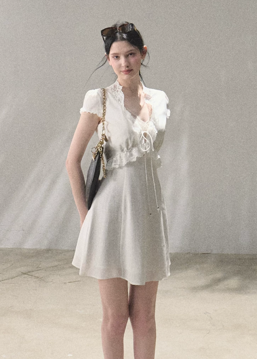 oakmoo dress, lace-up summer dress, resort dress women, lyocell linen dress, feminine summer dress, korean minimal dress, romantic vacation dress, elegant maxi dress, elegant mini dress, waist defined dress, soft summer dress, paris inspired dress