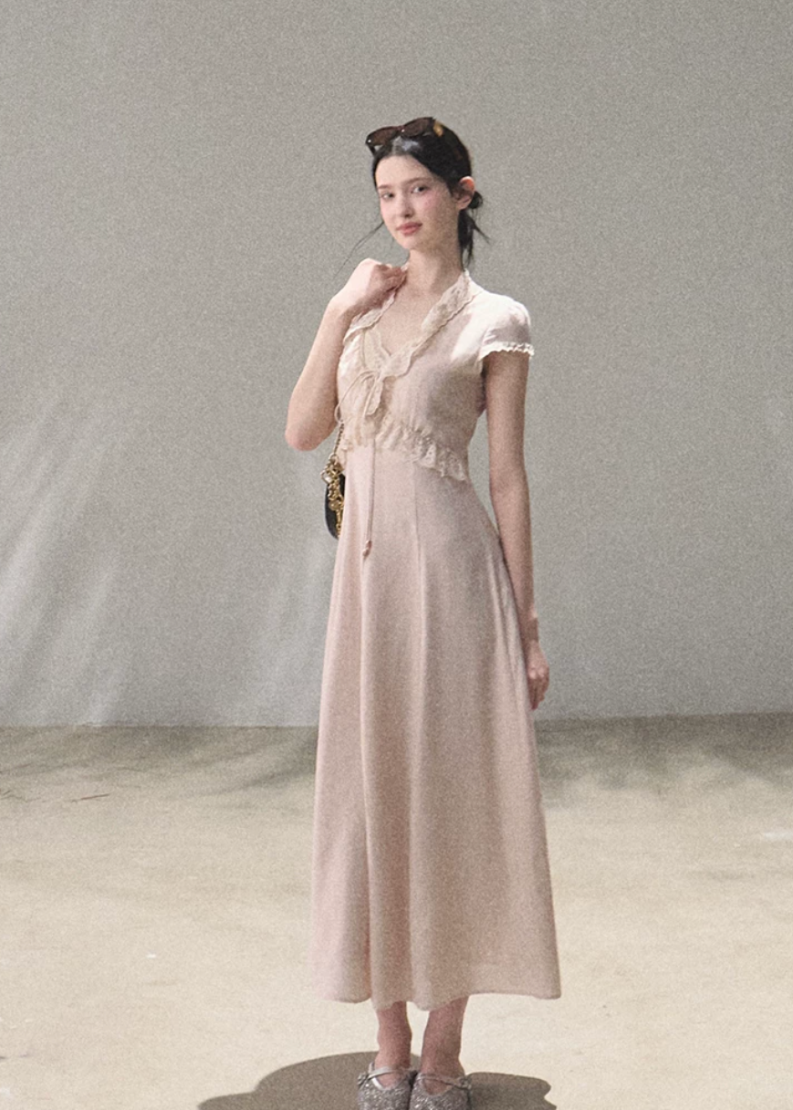 oakmoo dress, lace-up summer dress, resort dress women, lyocell linen dress, feminine summer dress, korean minimal dress, romantic vacation dress, elegant maxi dress, elegant mini dress, waist defined dress, soft summer dress, paris inspired dress