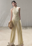 oakmoo pants, mesh wide leg pants, ivory wide leg pants, korean minimal fashion, resort pants women, loose straight leg pants, drapey summer pants, quiet luxury pants, lightweight summer trousers, old money style pants, airy vacation pants, relaxed wide leg pants