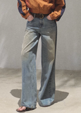 oakmoo jeans, wide leg jeans women, loose straight leg jeans, vintage wash denim, korean minimal fashion, relaxed denim pants, summer jeans women, high waist wide leg jeans, cotton denim jeans, casual city outfit, quiet luxury denim, washed blue jeans