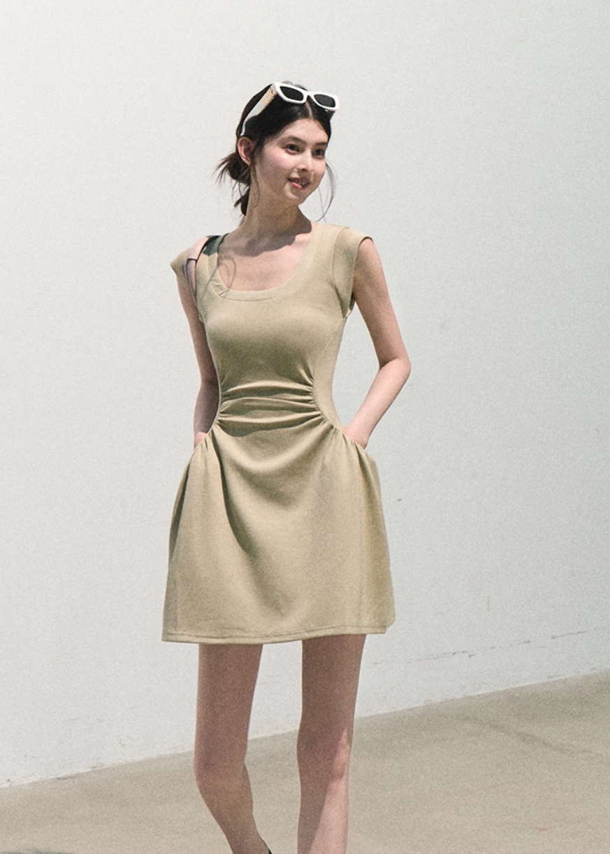 oakmoo dress, white tank dress, a-line summer dress, waist cinching dress, korean minimal dress, elegant summer dress, white vacation dress, short white dress, long white dress, refined tank dress, quiet luxury dress, feminine summer outfit
