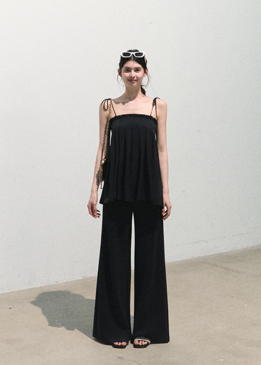 oakmoo pants, modal wide leg pants, black wide leg pants, korean minimal fashion, casual summer pants, soft knit pants women, relaxed wide leg trousers, travel pants women, bare feel pants, quiet luxury casual pants, black lounge pants, effortless summer outfit