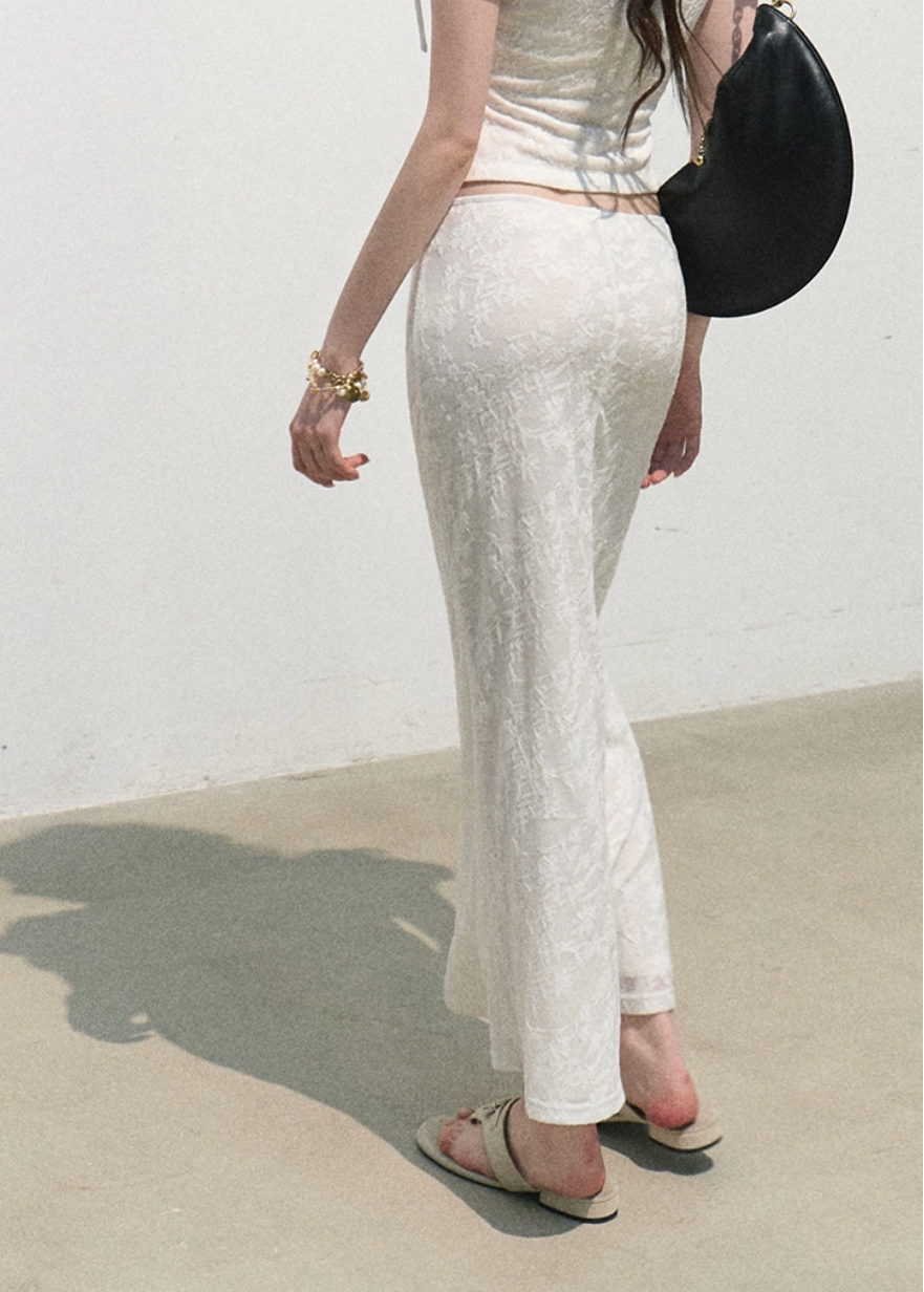 oakmoo set, white jacquard set, top and skirt set, korean minimal fashion, white two piece set, slim short sleeve top, long white skirt, feminine summer outfit, textured jacquard outfit, quiet luxury set, elegant summer set, romantic korean outfit