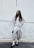 jnylon balloon pants, workwear pants women, korean style pants, urban nomad pants, genderless pants, relaxed wide pants, streetwear trousers, casual balloon pants, utility pants women, korean fashion bottoms, loose fit workwear pants