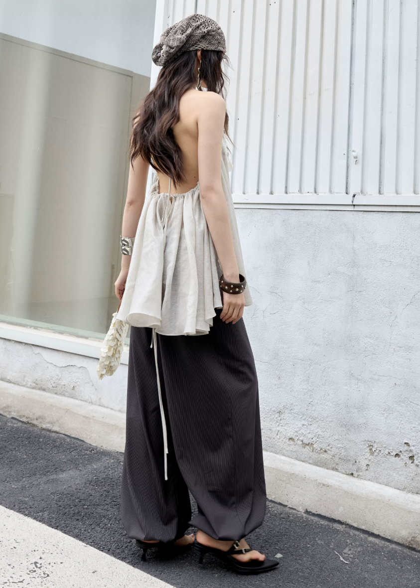 jnylon two piece set, halter skirt set, korean fashion set, white peach outfit, romantic summer set, sequin halter top, feminine skirt set, stylish korean outfit, textured two piece dress, summer occasion outfit, dreamy halter set