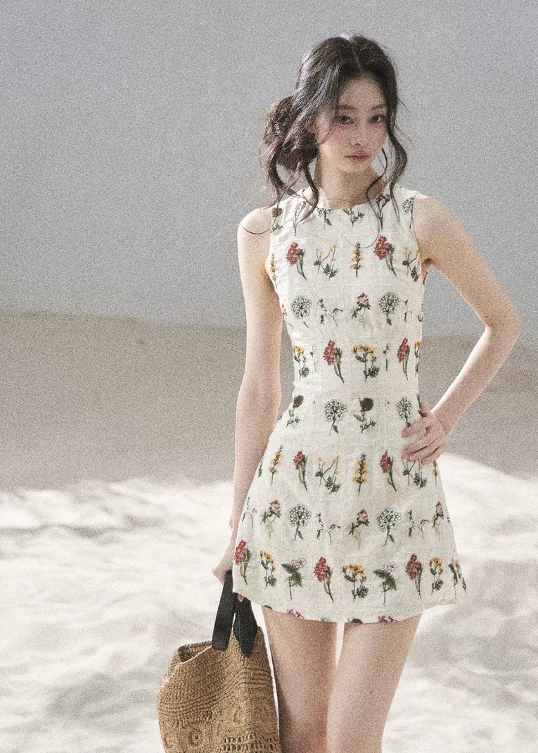 aomalm dress, embroidered floral mini dress, french floral dress, sleeveless vest dress, korean feminine dress, summer embroidered dress, vintage floral mini dress, floral short dress women, romantic summer dress, garden embroidery dress