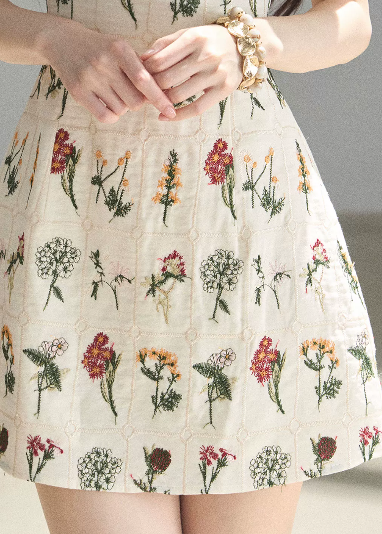 aomalm dress, embroidered floral mini dress, french floral dress, sleeveless vest dress, korean feminine dress, summer embroidered dress, vintage floral mini dress, floral short dress women, romantic summer dress, garden embroidery dress