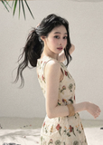 aomalm dress, embroidered floral mini dress, french floral dress, sleeveless vest dress, korean feminine dress, summer embroidered dress, vintage floral mini dress, floral short dress women, romantic summer dress, garden embroidery dress