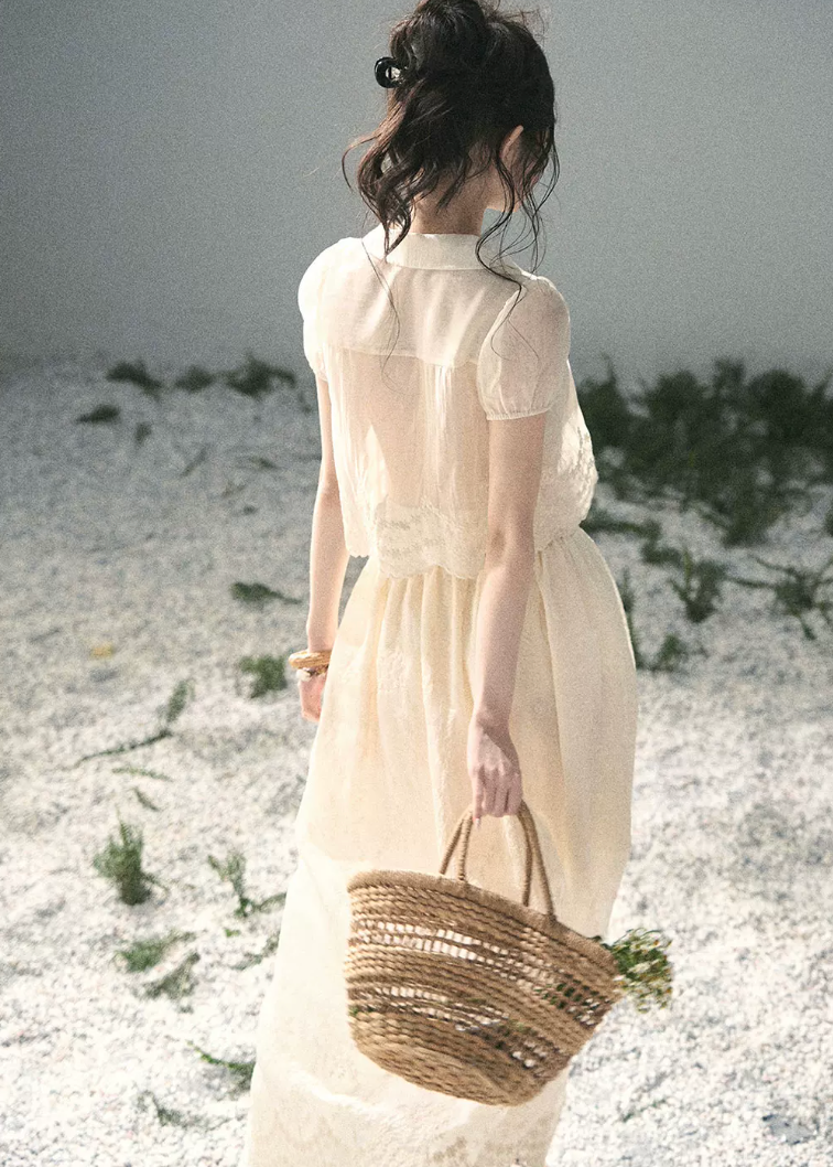 aomalm set, lace two piece set, french blouse skirt set, korean feminine set, lyocell skirt set, romantic summer outfit, lace blouse and skirt, white two piece set, feminine korean fashion, long skirt set, french garden outfit, summer lace set