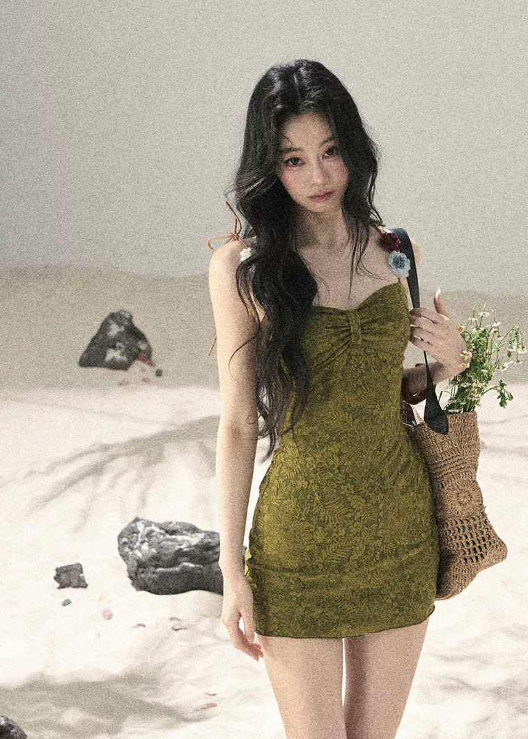 aomalm dress, spaghetti strap mini dress, olive mini dress, bodycon mini dress, french mini dress, korean feminine dress, fitted summer dress, sexy summer mini dress, textured lace dress, pencil mini dress, romantic mini dress, women’s summer dress