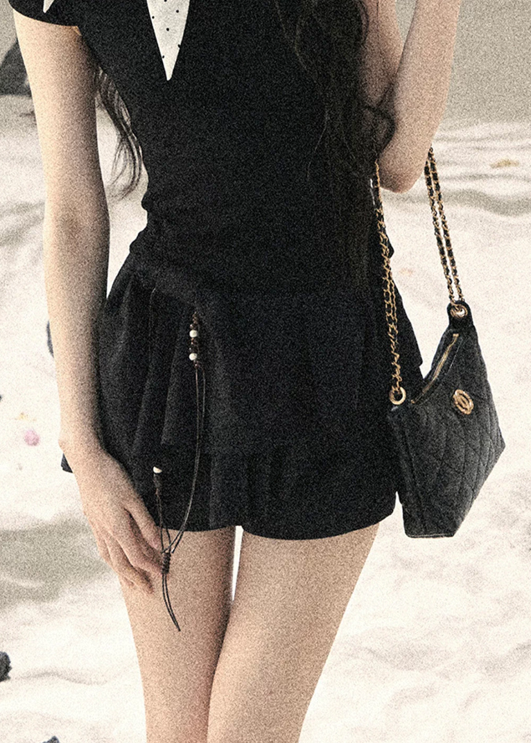 aomalm skort, ruffle skort women, cascading pleat skirt, french ruffle skirt, korean feminine skort, summer mini skort, cake layer skirt, culotte skirt women, romantic short skirt, layered ruffle skort, feminine korean fashion, seaside summer outfit