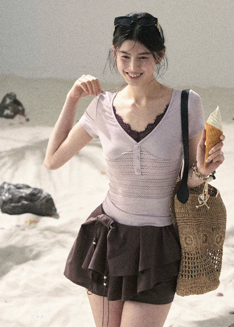 aomalm skort, ruffle skort women, cascading pleat skirt, french ruffle skirt, korean feminine skort, summer mini skort, cake layer skirt, culotte skirt women, romantic short skirt, layered ruffle skort, feminine korean fashion, seaside summer outfit