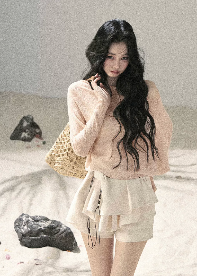 aomalm top, sheer off shoulder top, sunscreen cover up top, korean feminine top, loose summer top, translucent cover up, hazy fog top, pure desire top, asymmetric sleeve top, summer layering top, feminine korean fashion, resort cover up blouse